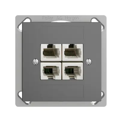Prise INC 4×RJ45/u 4P sép.EDIZIOdue gris foncé, ITplus 