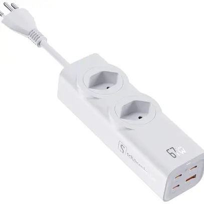 Presa multipla 10A 2×T13 1×USB-A 3×USB-C bianco 