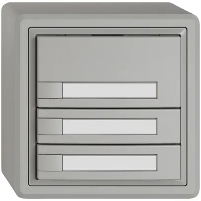 Pulsante universale AP EDIZIO.liv UNI SNAPFIX® s.LED 3× com.1T targ.grc 