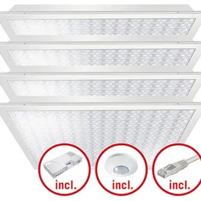 Jeu de lampes LED INC ESYLUX CELINE-2 625×625 4×30W 840 18400lm opale 