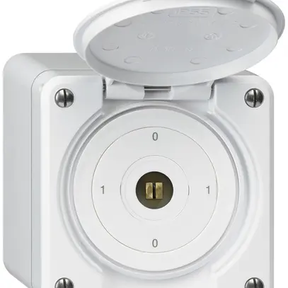 Interrupteur à clé carrée AP avec clapet robusto IP55 S0/3P blanc 