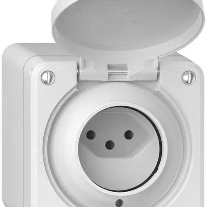 Prise AP robusto 1×type 13 lumineux IP55 blanc 