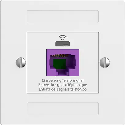 Presa ritorno EDIZIOdue F 1×RJ45 p.Swisscom VoIP, 8 poli, UTP, bianco 
