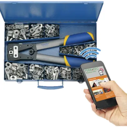 Cassetta assortimento Ferratec SK65BNFC capicorda tubolari serraggio e attrezzo 