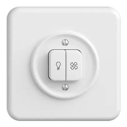 Interr.p.luce+ventilazione ENC STANDARDdue bianco, LED giallo 