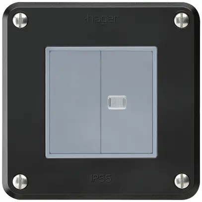 UP-Drucktaster robusto IP55 2×1P schwarz 1×beleuchtet für Kombination 