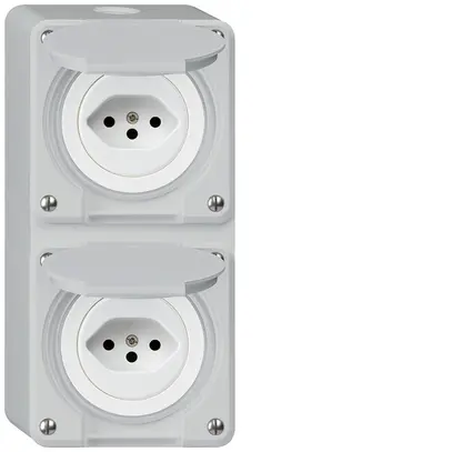 Combinaison AP Hager robusto I-I verticale type 13+type 13, gris 