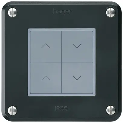 Pulsante per tapparelle KNX Hager BA robusto A quadruplo 86×86mm nero 