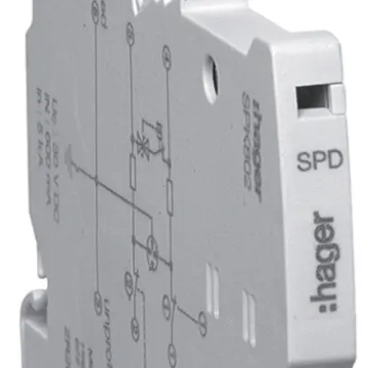 Parasurtension Hager SPD 24V 0.5kA 5kA 80V 145V 6.2mm pour stations météo 