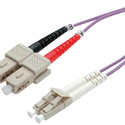 Cavo patch FO ROLINE 2×OM4 LC-Duplex/SC-Duplex PVC viola 1m 