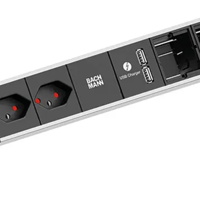 Prise multiple de table BACHMANN DESK 2 2×T13 2×USB-A 2×CM 0.2m aluminium noir 