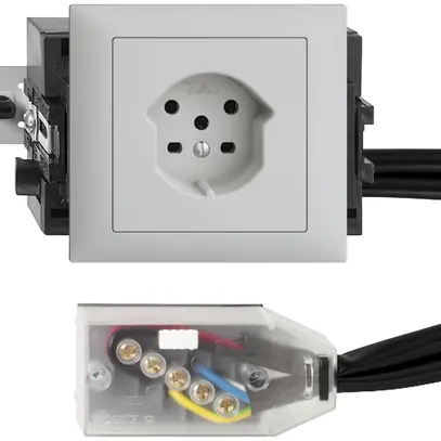 Prise INC EDIZIOdue T15 gris clair, 49…69mm pour câble plat Technofil 