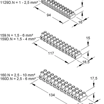 Morsettiera Kleinhuis 12P 1…4mm² 32A 450V poliammide bianco 