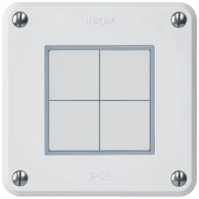 Pulsante KNX Hager BA robusto A quadruplo 86×86mm bianco 