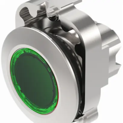 Allogiamento p.pulsante luminoso EAO45 piatto verde Ø30.5mm IP67/IP69K anello gr 