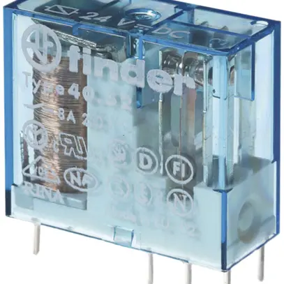 Relais commutation Finder 40, 2C 8A/6VDC AgCdO 55Ω 5mm RT II 