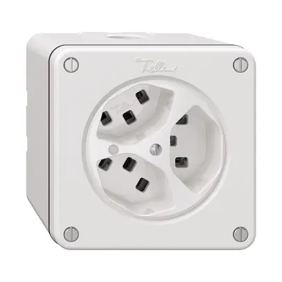 Prise NAPU NEVO, 3×T23, a.LED, blanc 