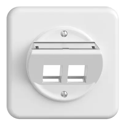 Kit de montage ENC Sdue, avec capot de sortie oblique p.2×Keystone blanc 