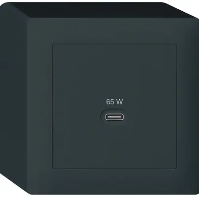 Prise de charge USB AP Hager kallysto type C 65W 3250mA noir 