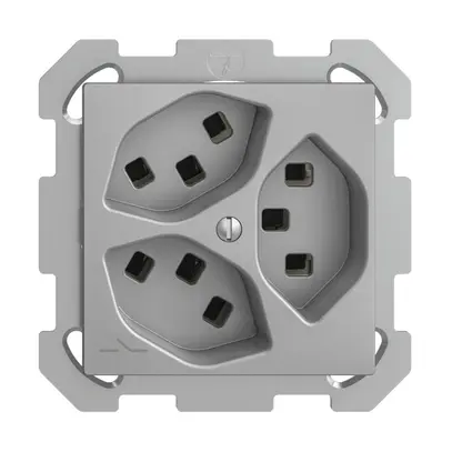 Prise ENC 3×T23 Feller EDIZIOdue FM, 1×séparé, bornes enfichables, silver 