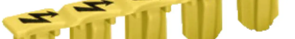 Warnabdeckung gelb, mit Blitz schwarz, für 5 Klemmen 