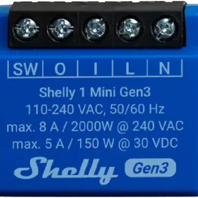 Shelly 1 Mini Gen3 Switch WiFi Attuatore WLAN, 8 A, Bluetooth 