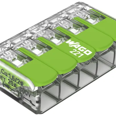 Morsetto per scatola WAGO 221-425 con leva in box 25×5L 0.2…4mm² 32A 450V ve 