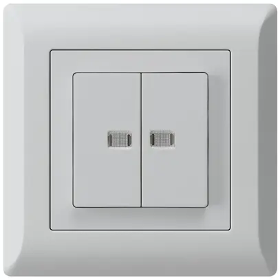 Pulsante luminoso INC kallysto.line 2×AR/1P con 2 lenti grigio chiaro 