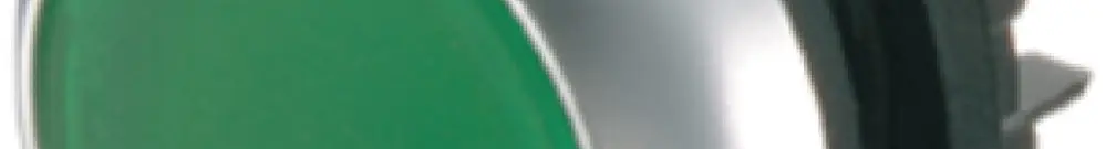 Pulsante ETN RMQ piatta verde, ad impulso, anello cromato 