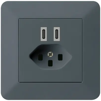 Prise de charge USB ENC Hager kallysto.trend C-C 20W+T23 5V 94×94mm anthracite 