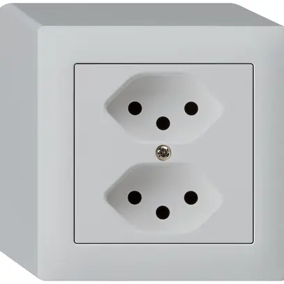 Presa AP kallysto 2×T13 grigio chiaro con protezione bambini 