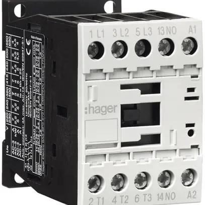 Contacteur de puissance Hager 3P+1 fermeur 7A à AC-3 tension de bobine 230VAC 