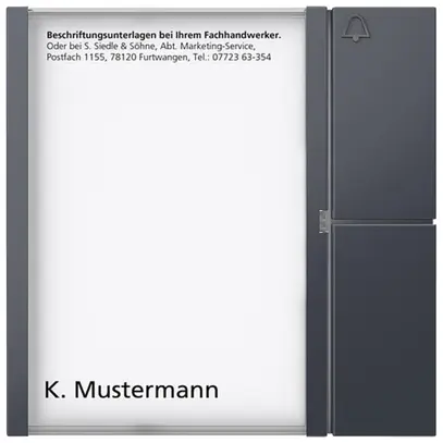 Tasten-Modul Bus Siedle, mit Namenschildtasche und 1 Ruftaste 99×99×27mm, an 
