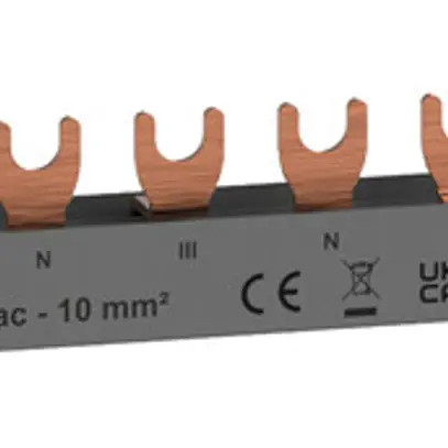 Peigne de raccordement HX³standard 4P 3Ph fourche 10mm² 63A 317mm gris 