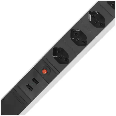 Presa multipla Steffen ALU MODULAR 7×T13 2×USB 3m nero 