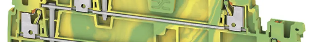 Durchgangs-Reihenklemme WM A3T 1.5 PE 1.5mm² PUSH IN 2×3 TH35 grün/gelb 