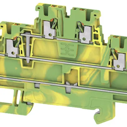 Durchgangs-Reihenklemme WM A3T 1.5 PE 1.5mm² PUSH IN 2×3 TH35 grün/gelb 