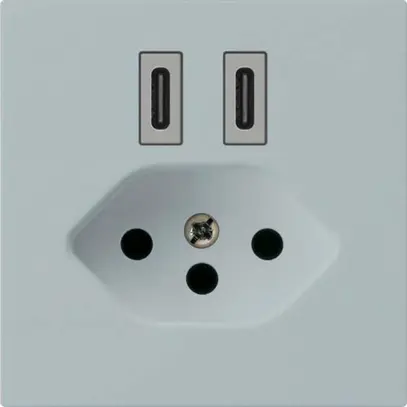 Presa di carica USB Hager kallysto C-C 20W+T13 5V 60×60mm grigio 