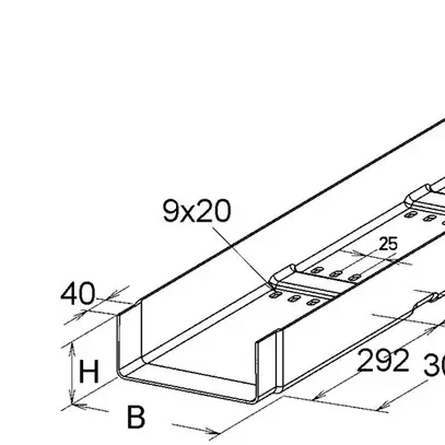 Canale portacavi EBO KKL 80300 L=3m 