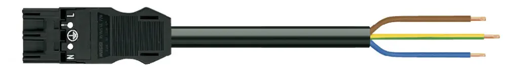 Anschlussleitung MIDI 3×2.5mm² 20A 250V 1m Cod.A Stecker-freie Ende schwarz Cca 