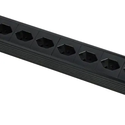 Presa multipla PRINCIPIO 9×tipo 13 orizzontale cavo 2m interruttore nero 