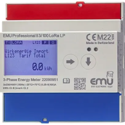 Contatore di energia AMD EMU Professional II 3×100A diretto MID/LP S0 LoRa 