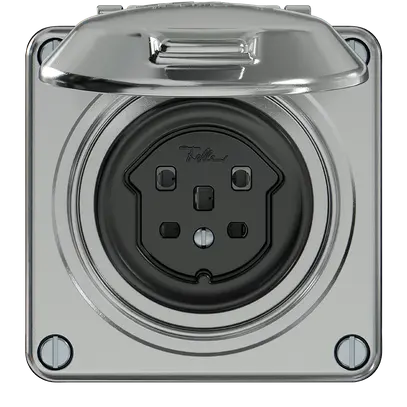 Prise ELEMENT SNAPFIX® 1×type 25 16A 440V avec clapet IP20 alu 