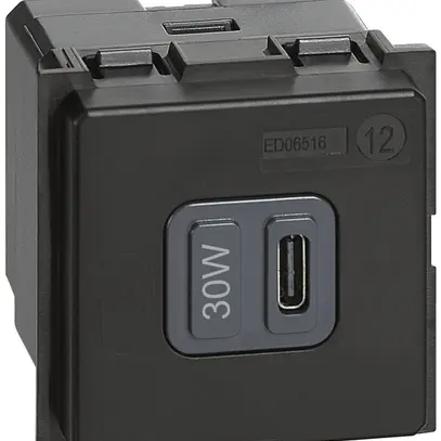 Presa di carica USB INS Legrand Living Now 2 moduli 1×USB-C 3000mA 5…9V nero 