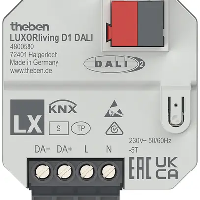 Attuatore-variatore KNX INS Theben LUXORliving D1, DALI-2, 1 canale 