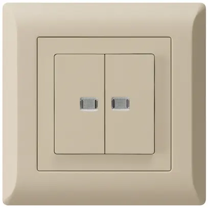 Interruttore pulsante luminoso INC kallysto.line 1/3+3/1 con 2 lenti beige 