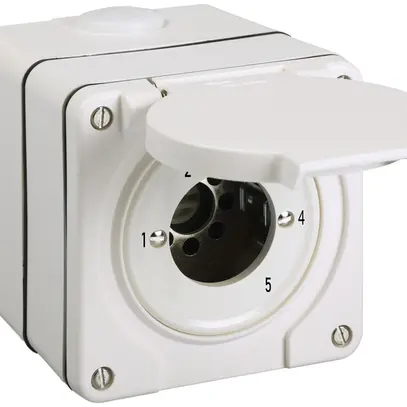 Interruttore graduato AP senza cilindro NEVO 1P, IP55, 1-2-3-4-5, bianco 