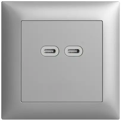 Prise ENC USB 18W 2×type C Feller EDIZIOdue FMI 230V 3600mA silver 
