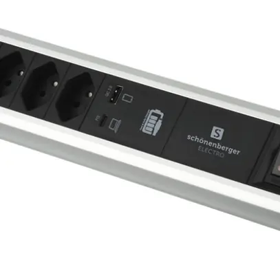 Modulo da tavolo ALU 4×T13 1×USB-C 60W/1×USB-A 2.0m cavo interruttore ne/allu 
