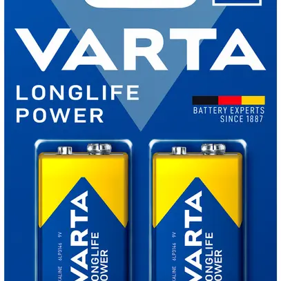 Pile alcaline VARTA Longlife Power 9V blister à 2 pièces 
